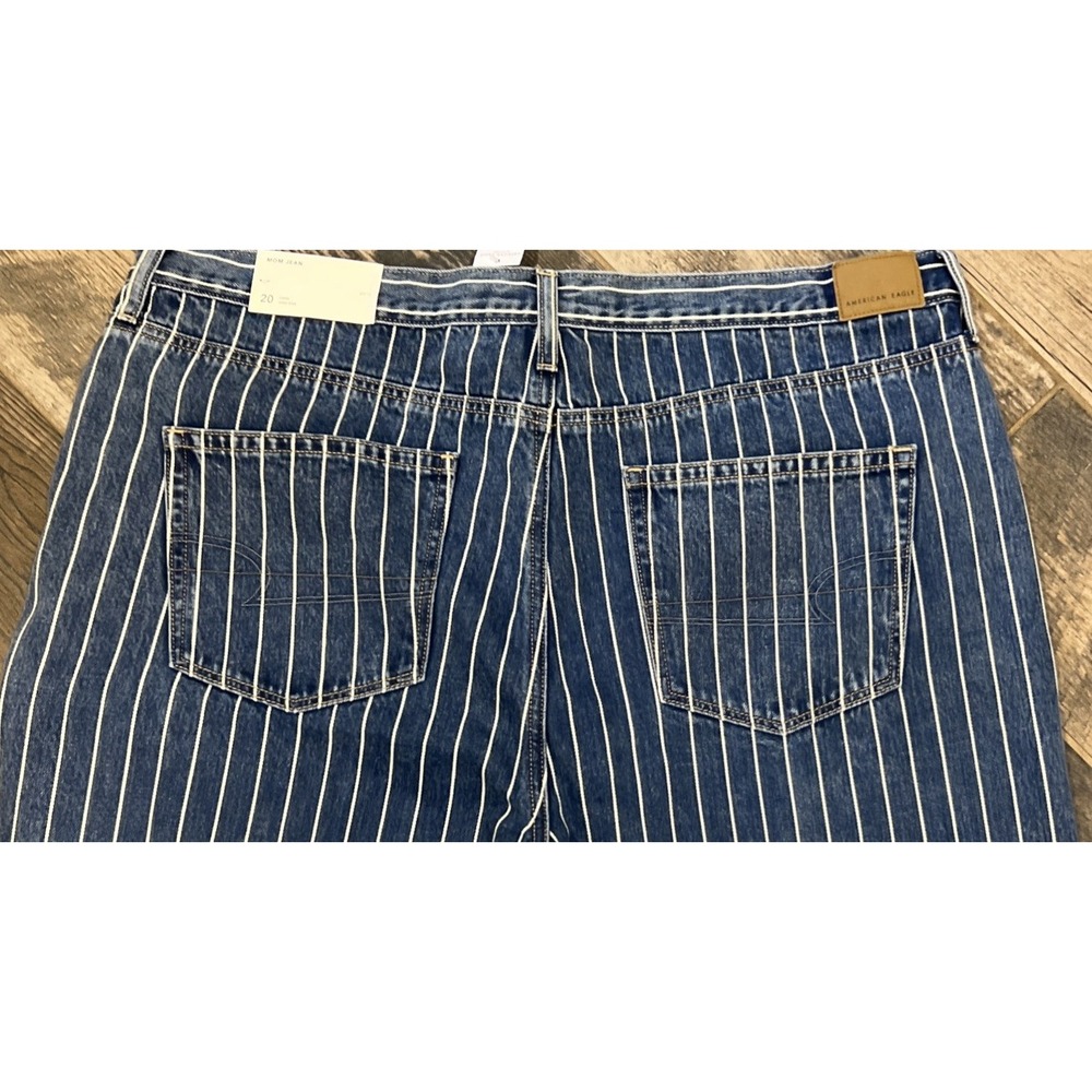 New $50 American Eagle Women's Pinstripe Mom Jeans High Rise Size 20 Long 40x30 - Picture 8 of 9